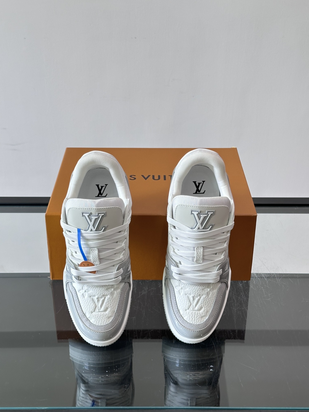 LV Trainer Grey White Skate Sneakers
