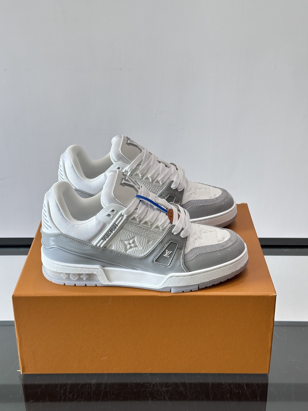 LV Trainer Grey White Skate Sneakers