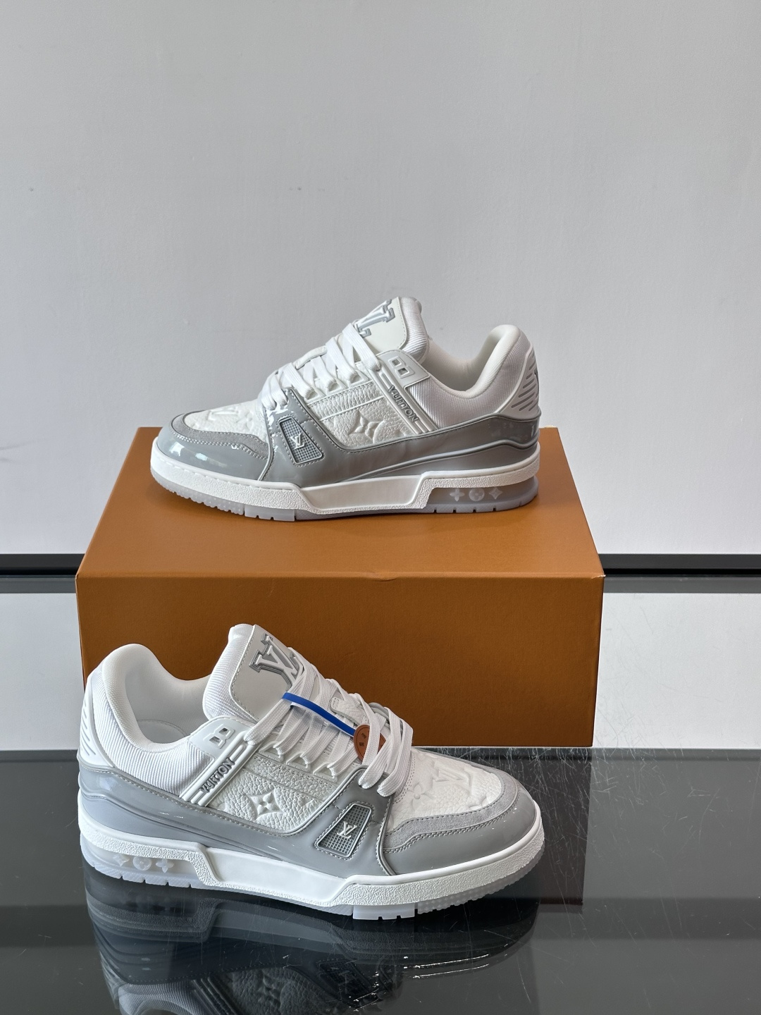 LV Trainer Grey White Skate Sneakers
