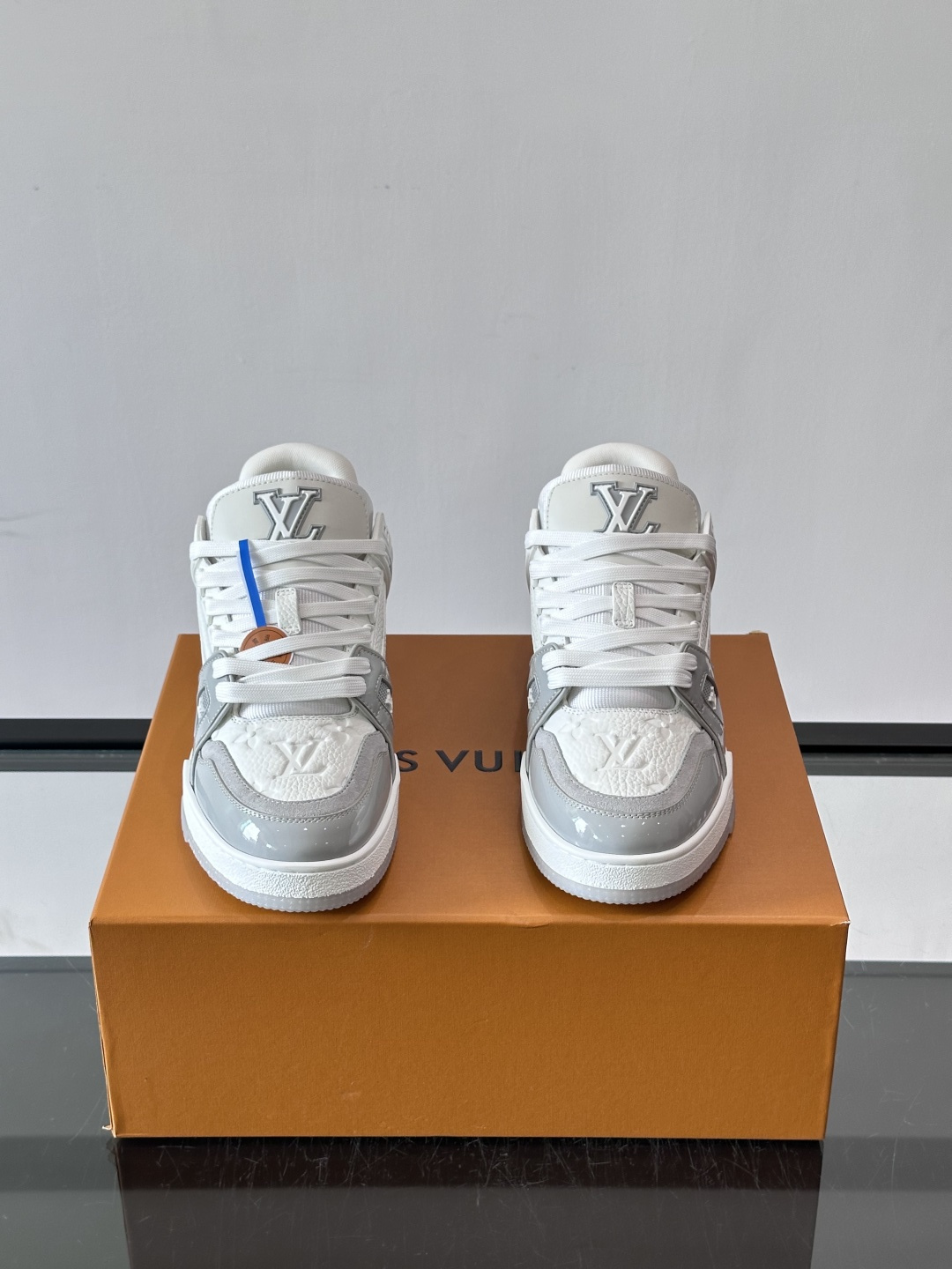 LV Trainer Grey White Skate Sneakers