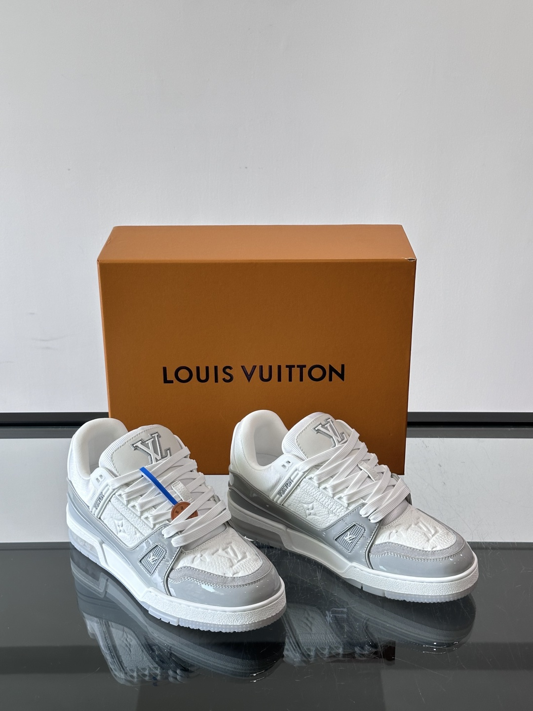 LV Trainer Grey White Skate Sneakers