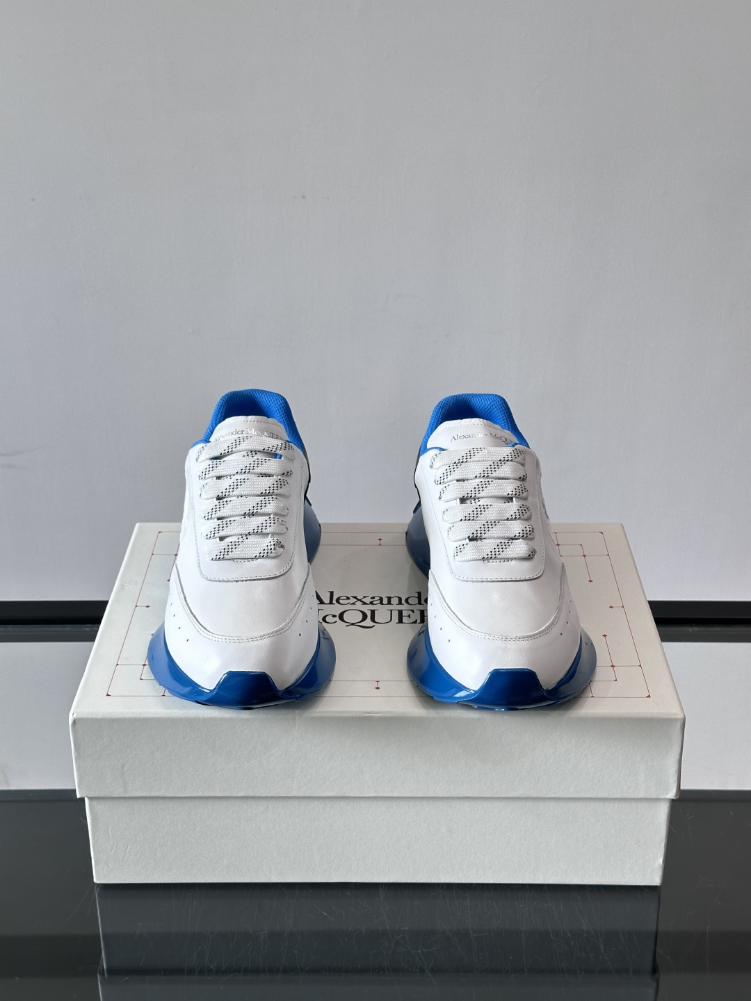 McQueen Sprint Runner Seal Logo Trainers White Blu