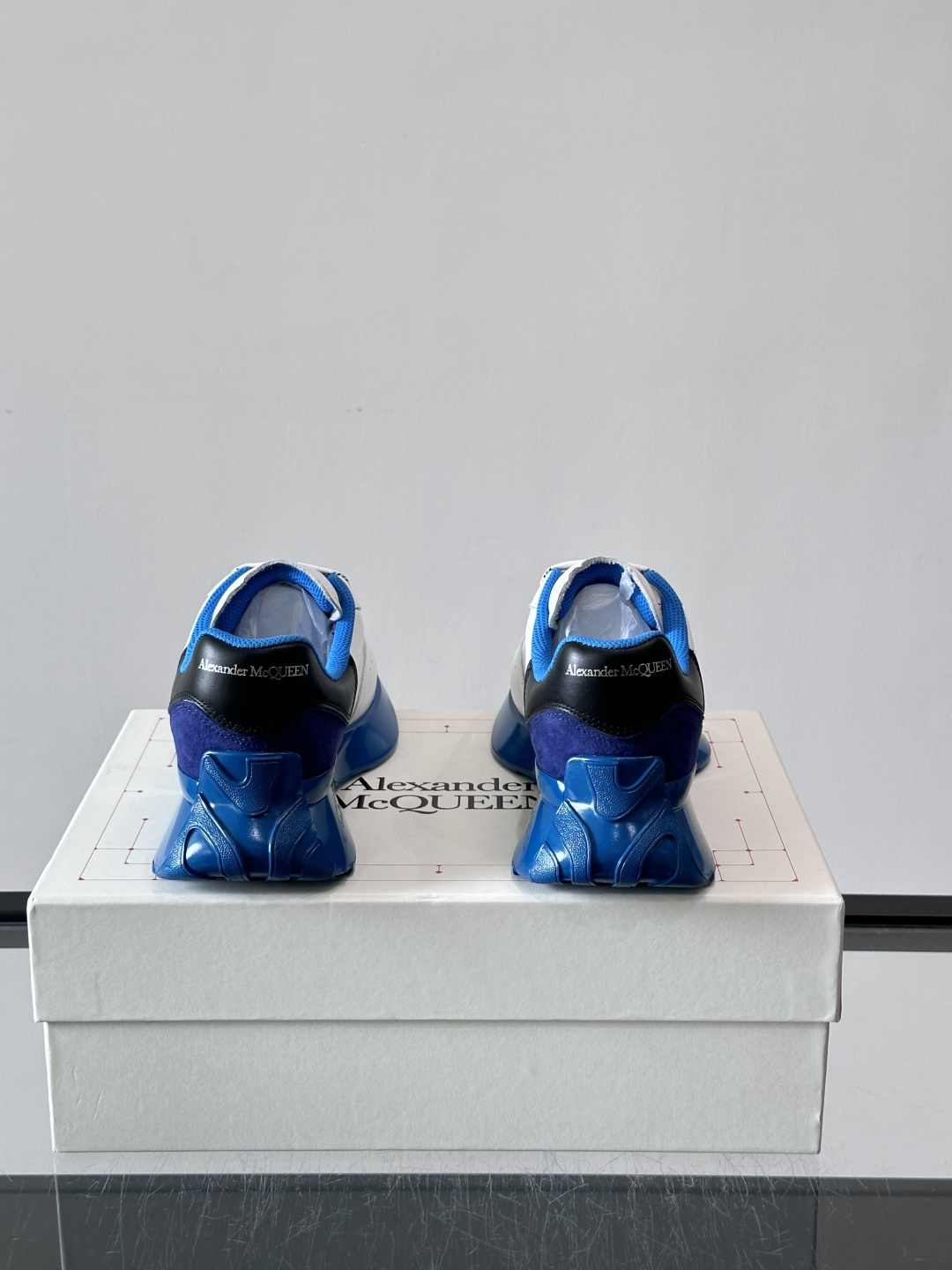 McQueen Sprint Runner Seal Logo Trainers White Blu