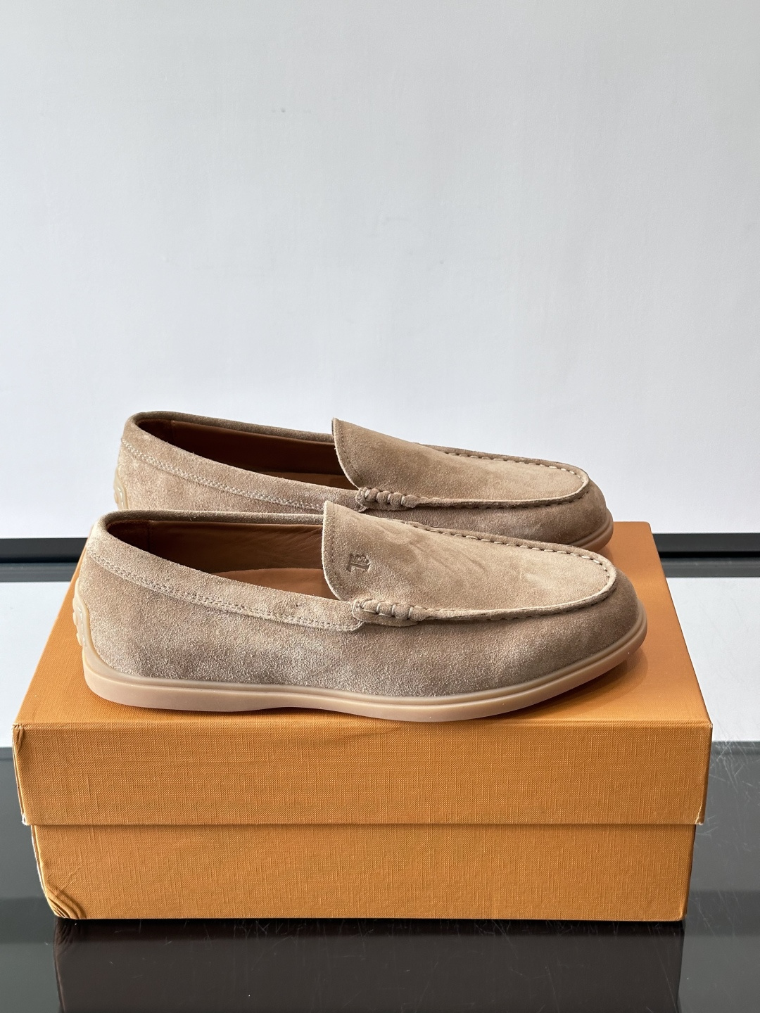 Tod's Light Khaki Suede Gommino Driving Loafers