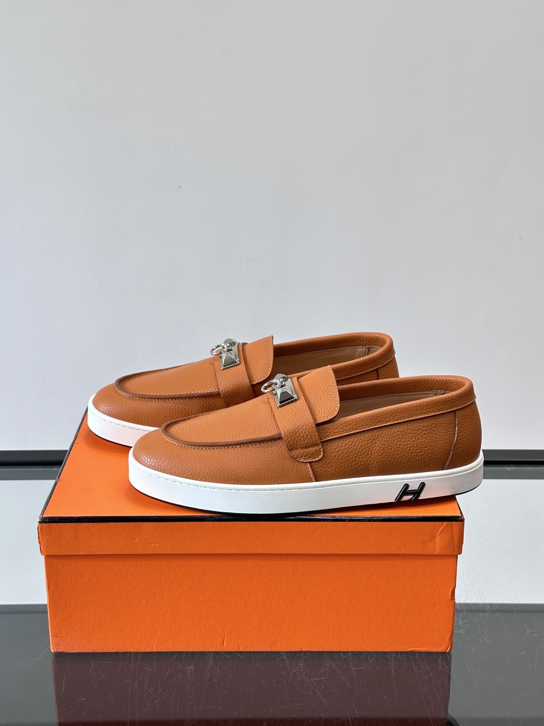 Hermes Grain Leather Kelly Buckle Loafer Sneakers