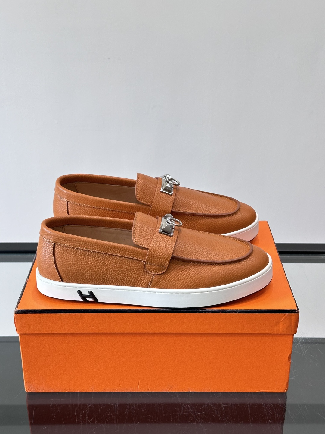 Hermes Grain Leather Kelly Buckle Loafer Sneakers