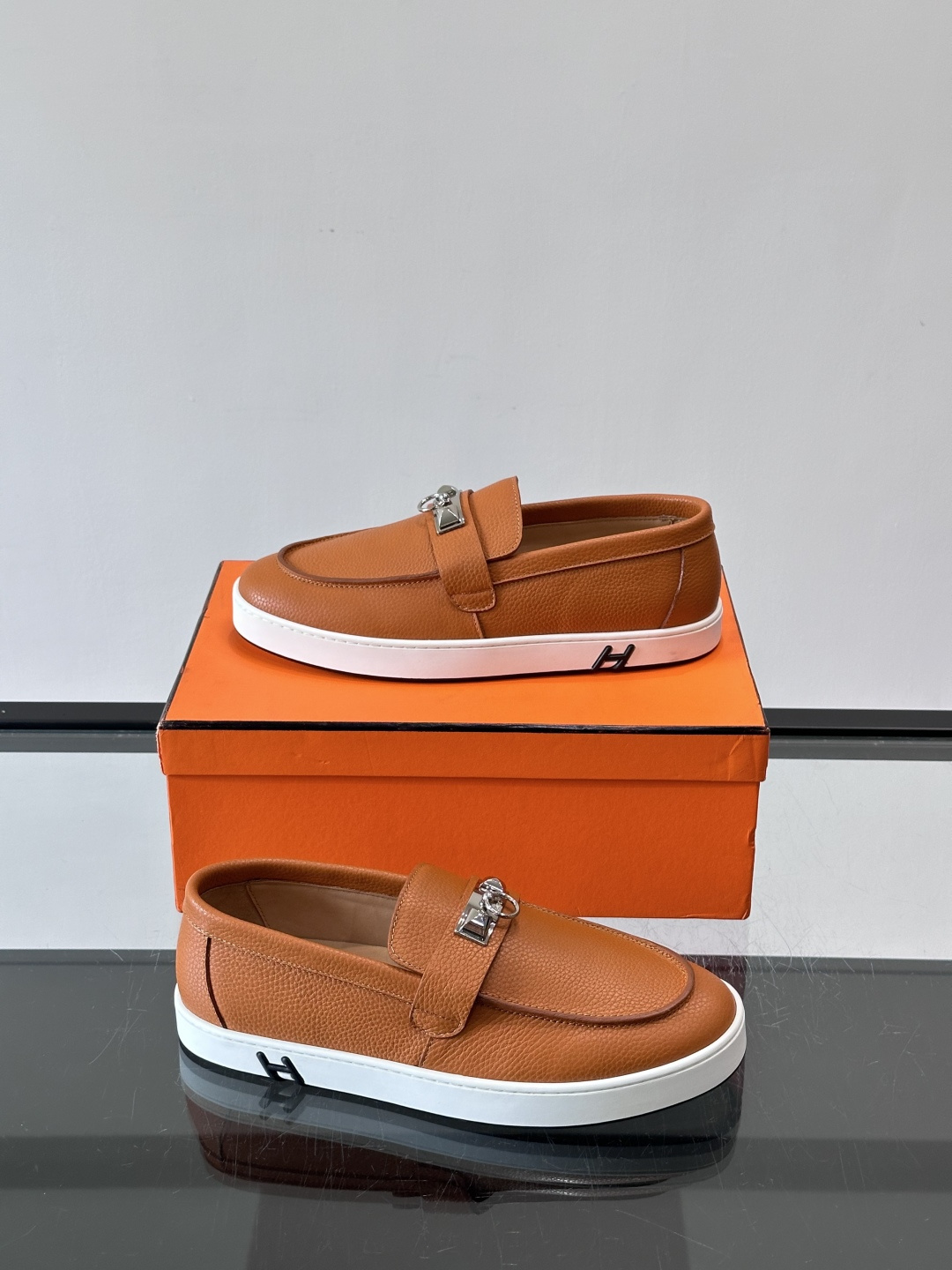 Hermes Grain Leather Kelly Buckle Loafer Sneakers