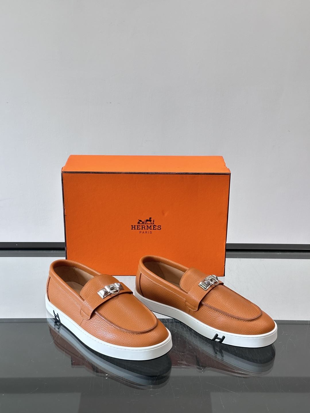 Hermes Grain Leather Kelly Buckle Loafer Sneakers