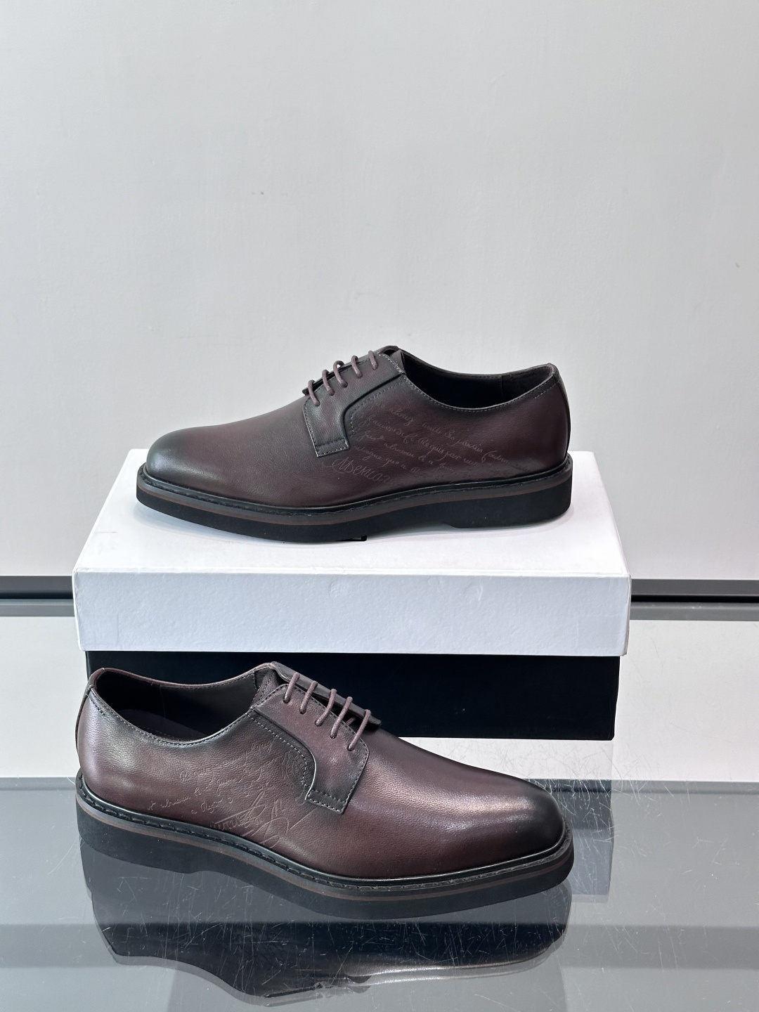 Berluti  Brown Scritto Script Leather Derby Shoes