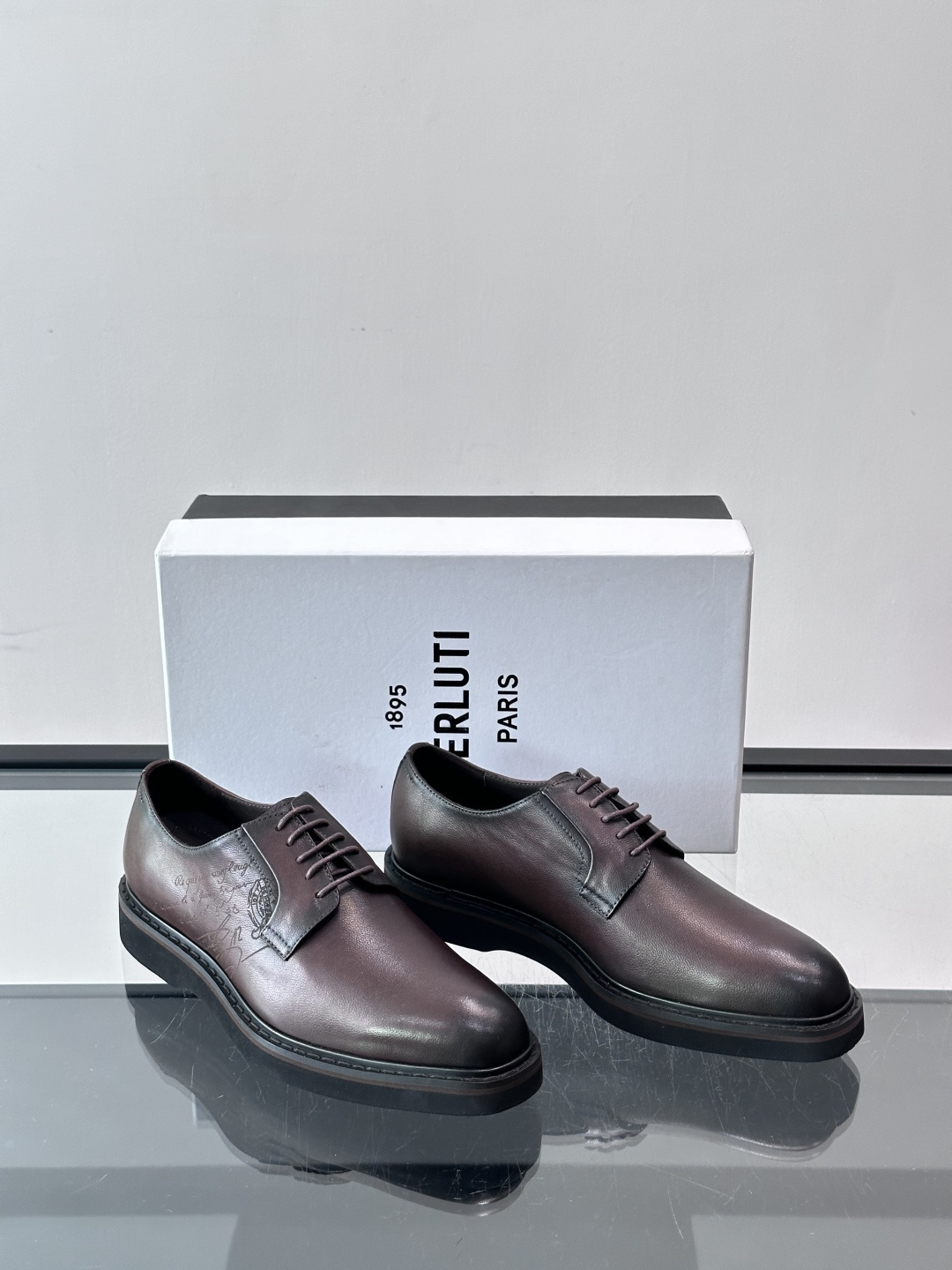 Berluti  Brown Scritto Script Leather Derby Shoes