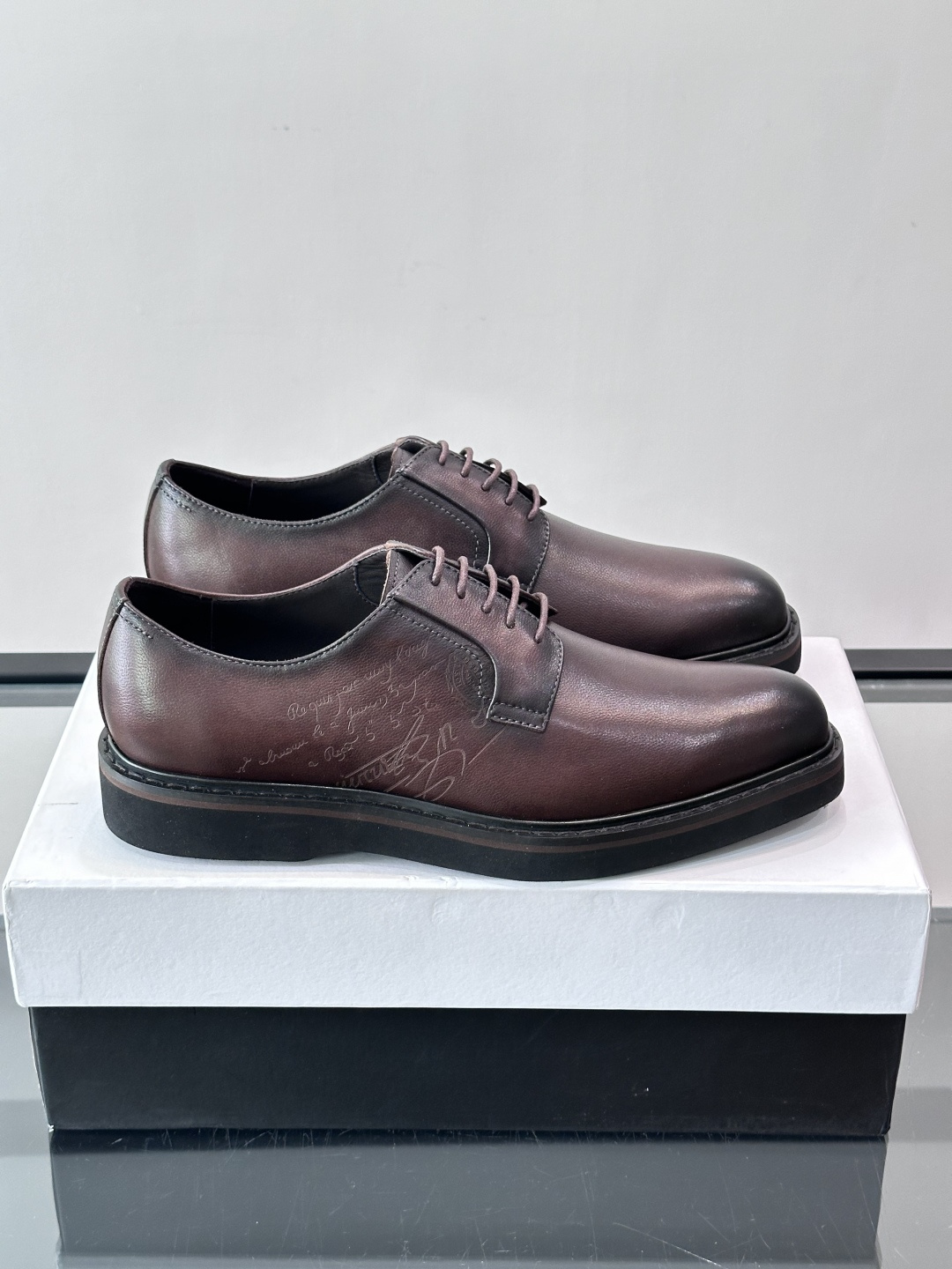 Berluti  Brown Scritto Script Leather Derby Shoes