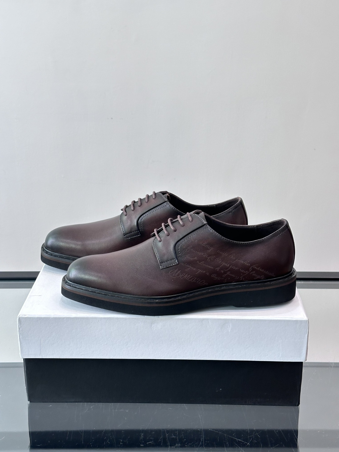 Berluti  Brown Scritto Script Leather Derby Shoes