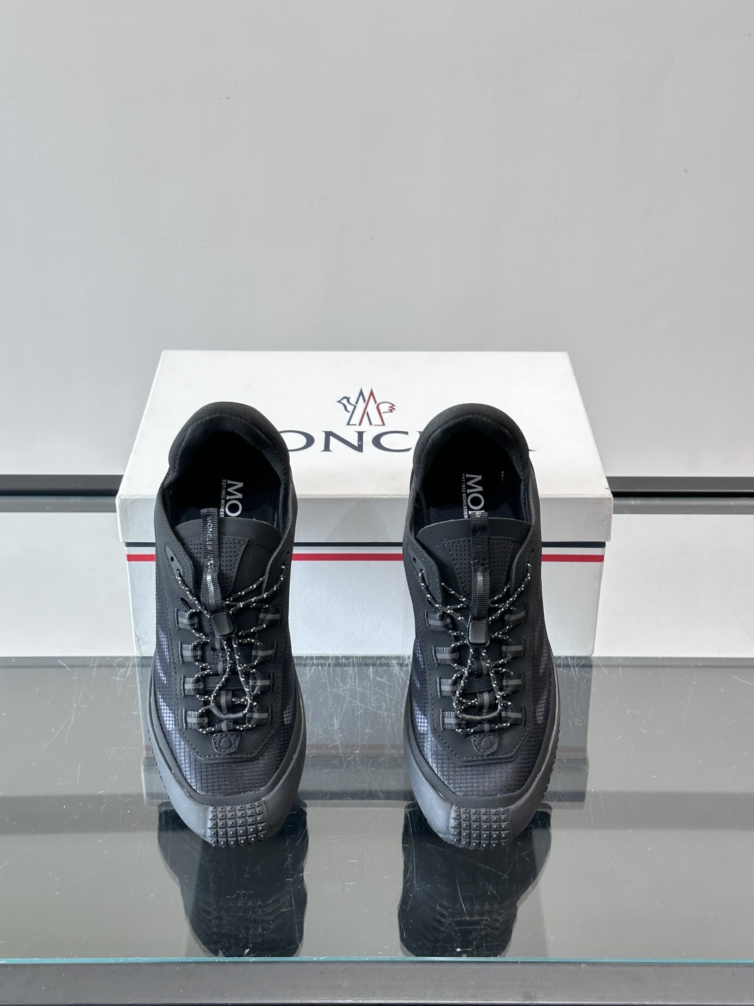 Moncler Full Black Mesh Breathable Hiking Sneakers