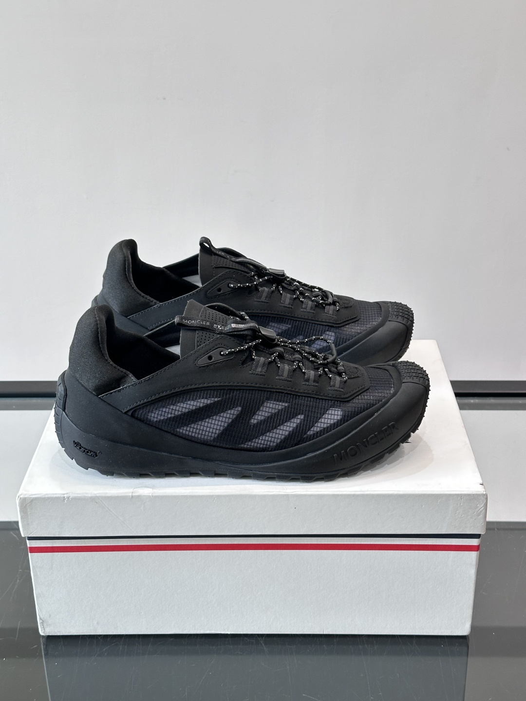 Moncler Full Black Mesh Breathable Hiking Sneakers