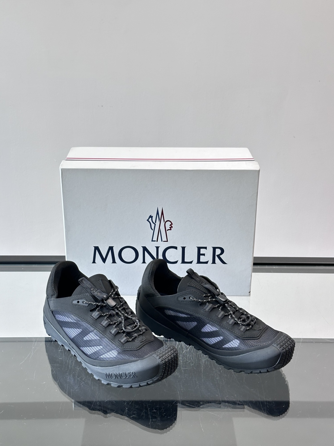 Moncler Full Black Mesh Breathable Hiking Sneakers