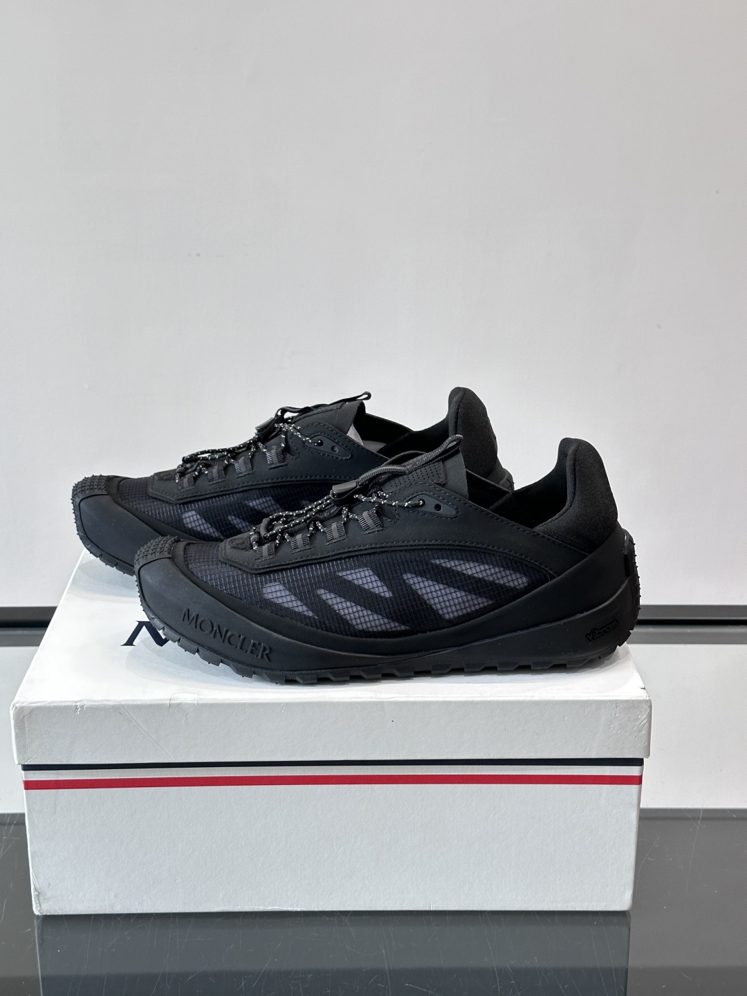 Moncler Full Black Mesh Breathable Hiking Sneakers