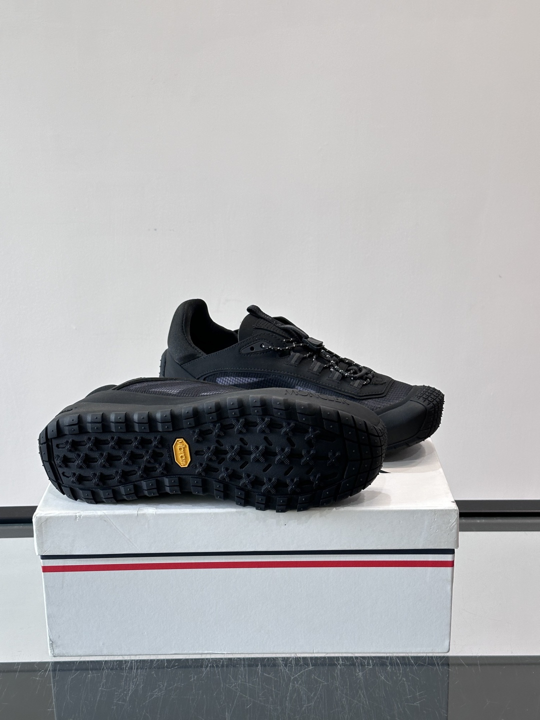 Moncler Full Black Mesh Breathable Hiking Sneakers