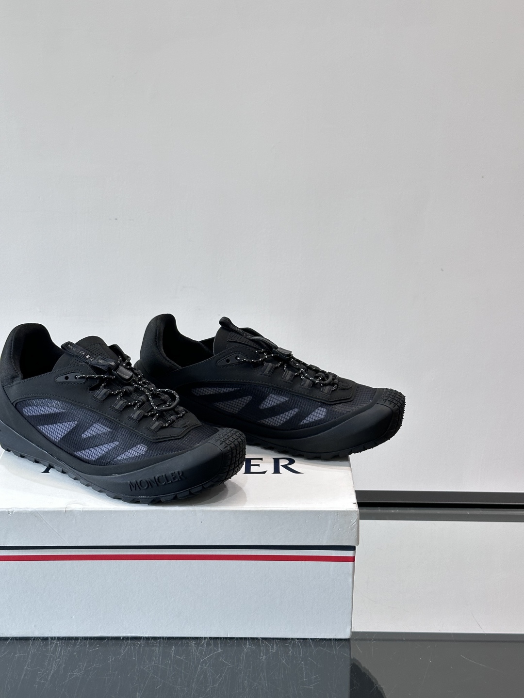 Moncler Full Black Mesh Breathable Hiking Sneakers