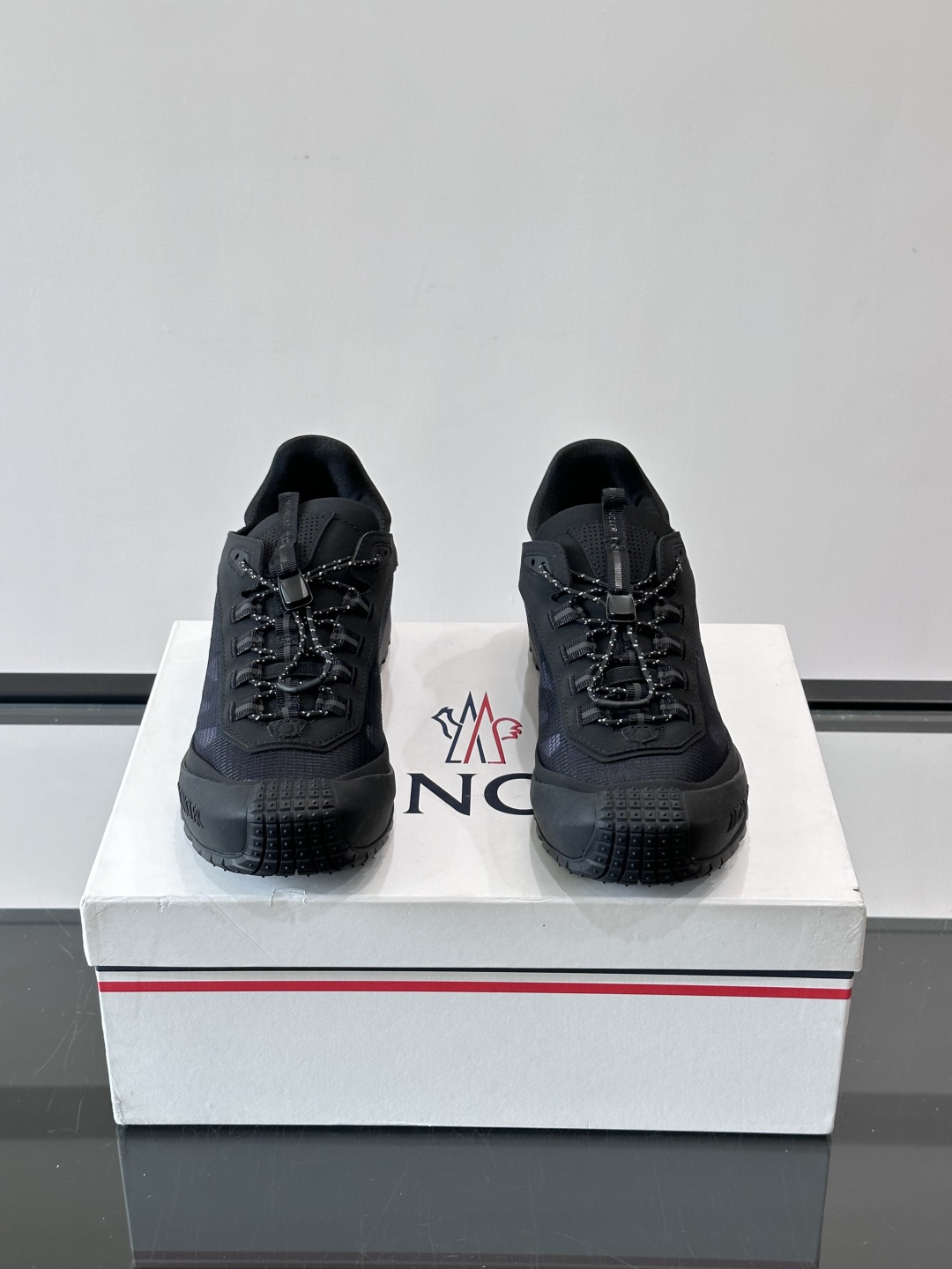 Moncler Full Black Mesh Breathable Hiking Sneakers