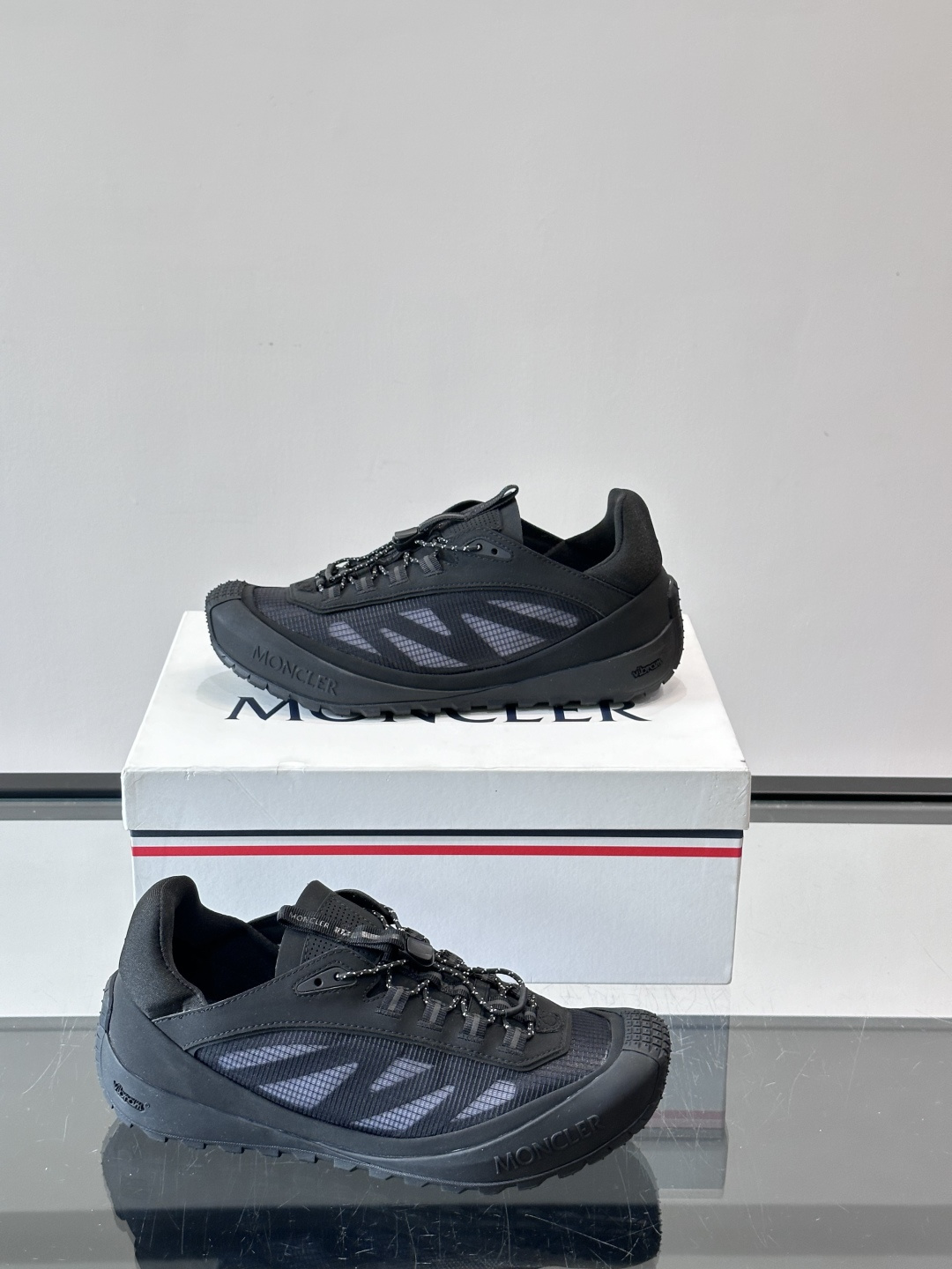 Moncler Full Black Mesh Breathable Hiking Sneakers