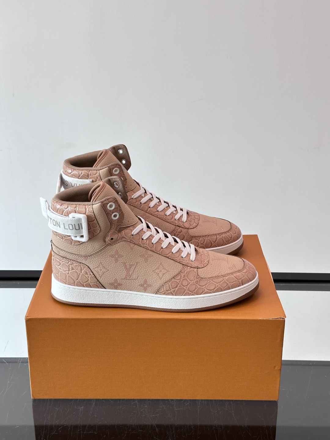 Louis Vuitton Tan Monogram High Top Sneakers