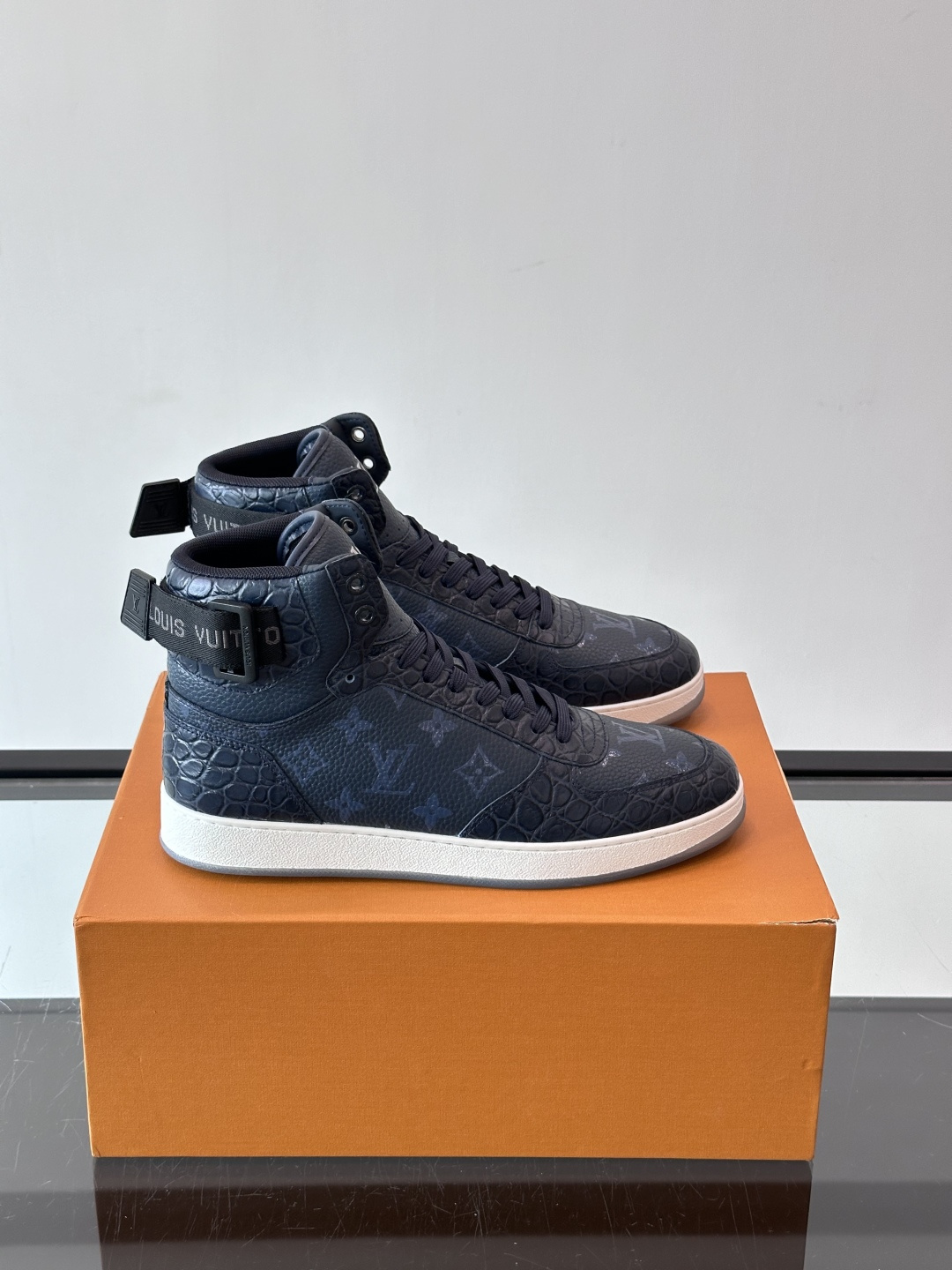 Louis Vuitton Blue Monogram High Top Sneakers