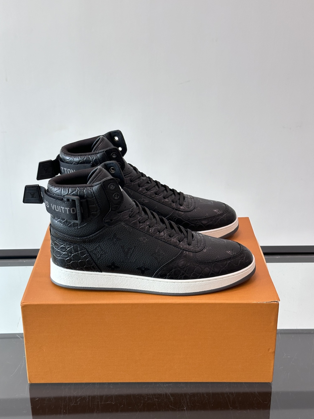 Louis Vuitton Black Monogram High Top Sneakers