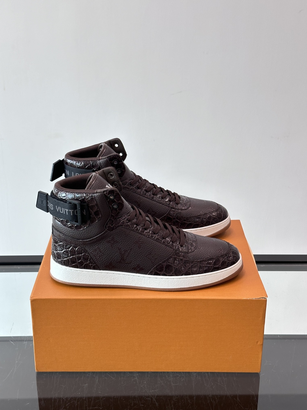 Louis Vuitton Brown Monogram High Top Sneakers