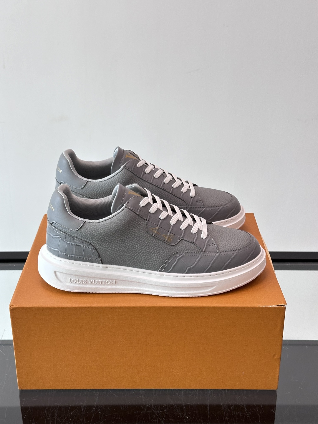 Louis Vuitton Gray Monogram Low Top Sneakers