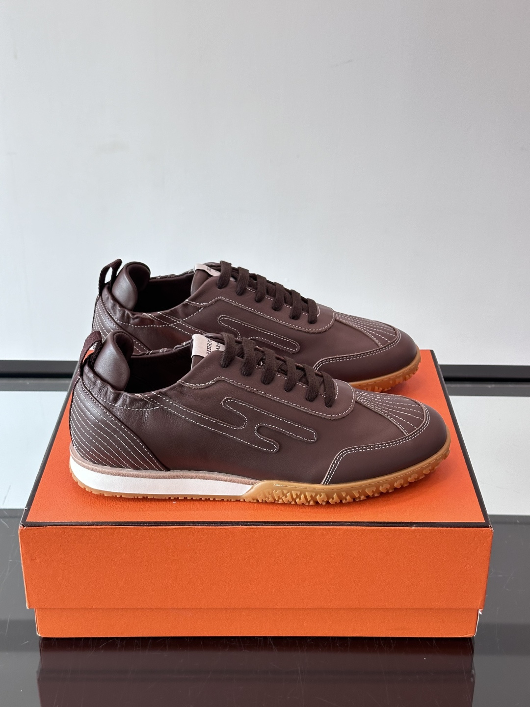 Hermes Brown Low Top Sneakers