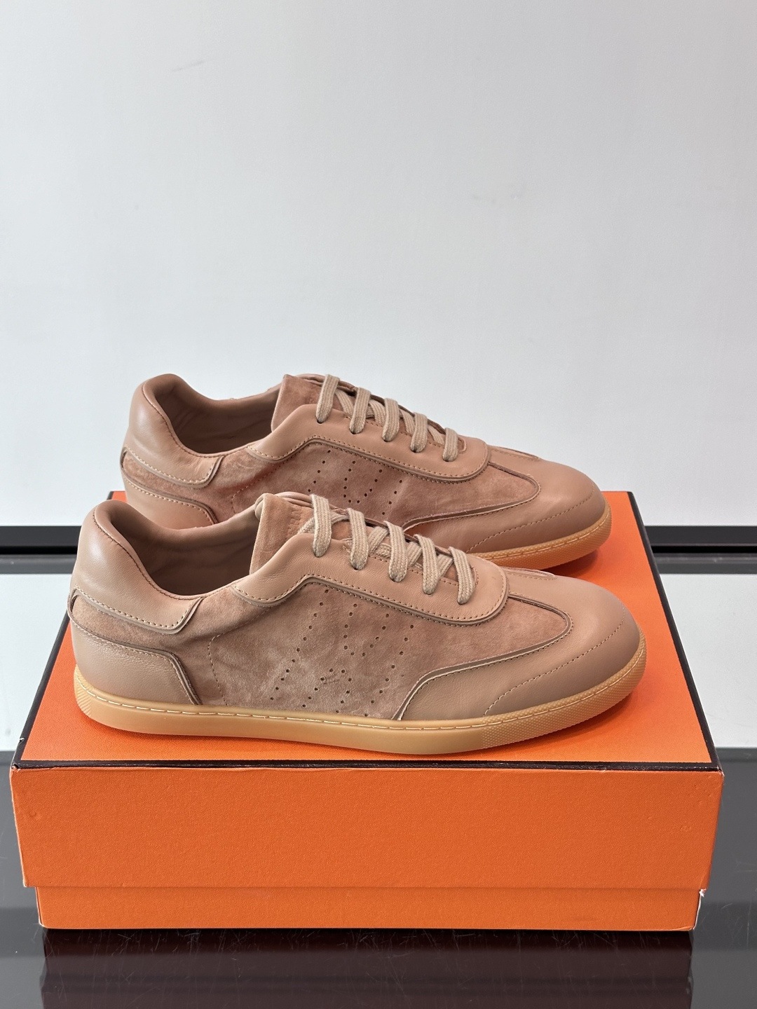 Hermes Tan Low Top Sneakers