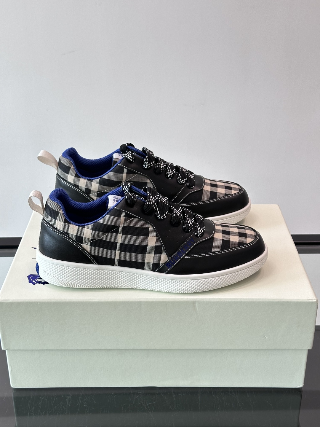 Burberry Black Checkered Low Top Sneakers