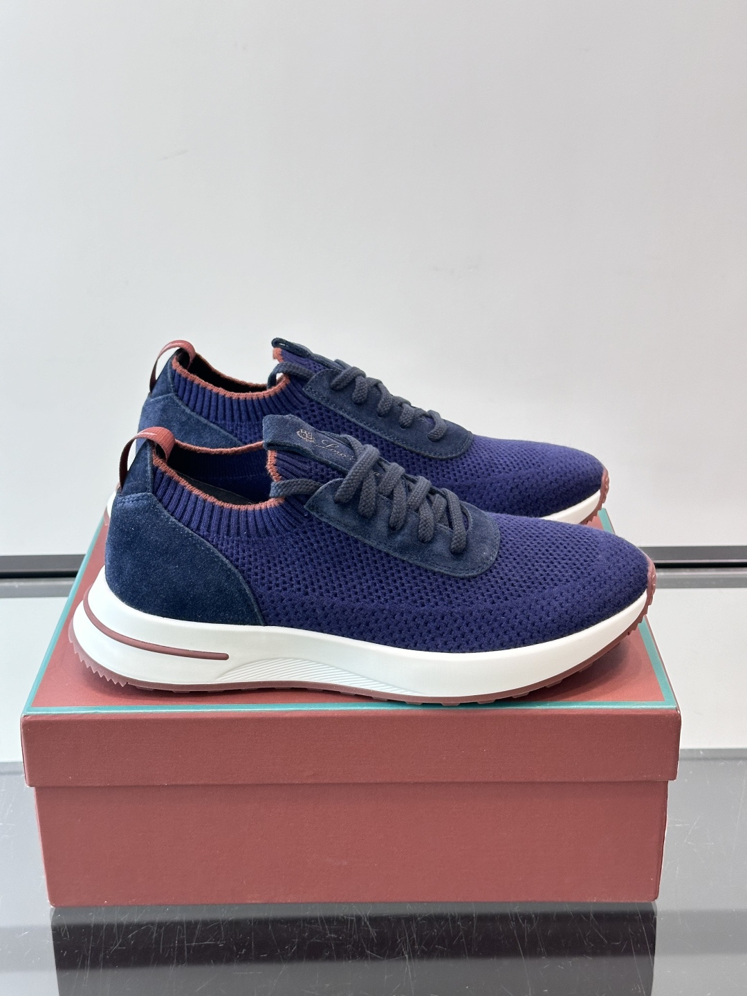 Loro Piana Navy Slip On Sneakers