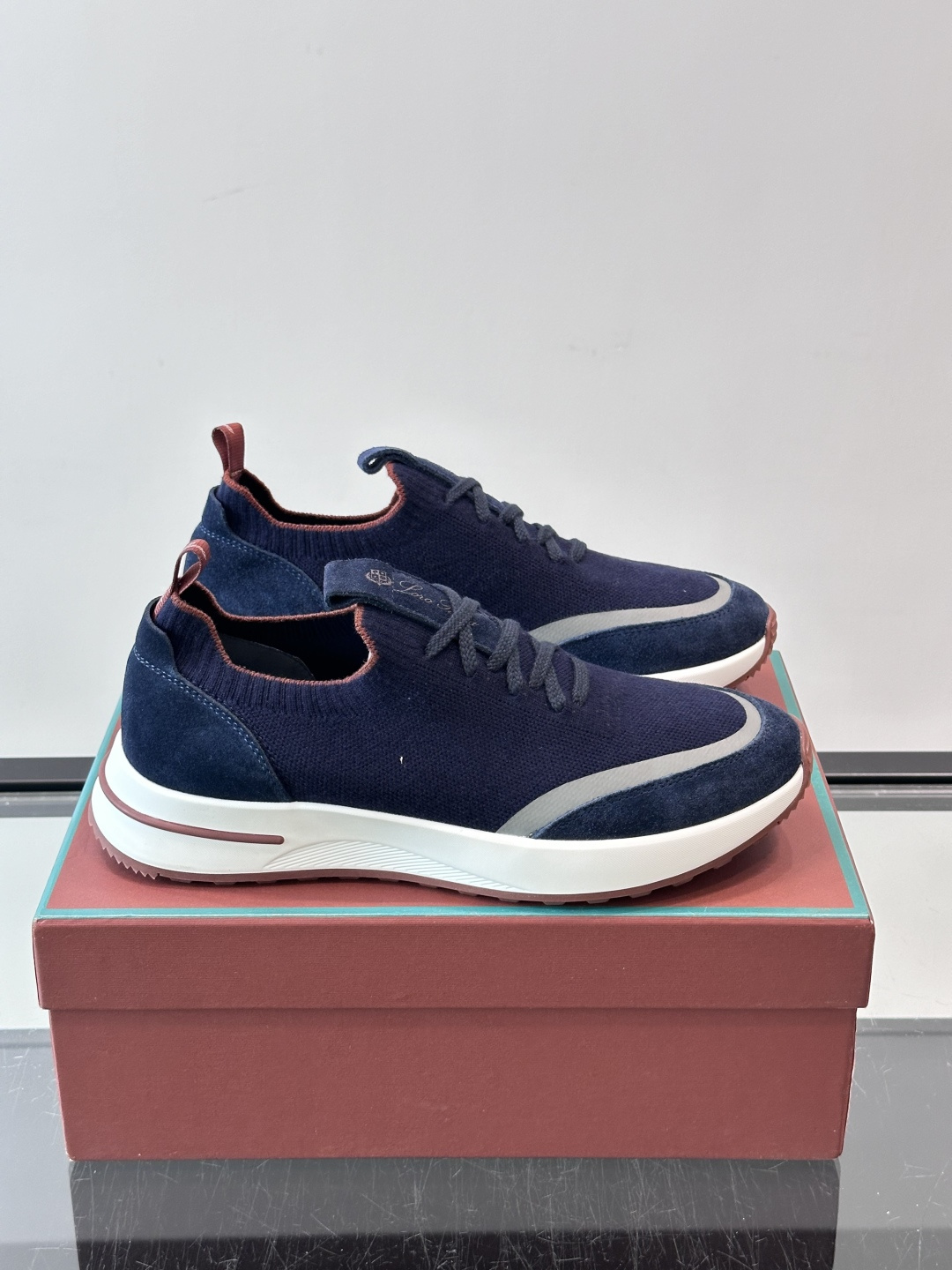 Loro Piana Navy Slip On Sneakers