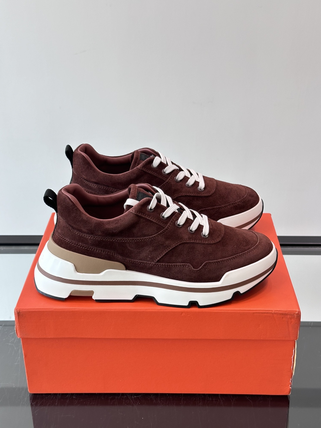 Hermes Burgundy Chunky Sneakers