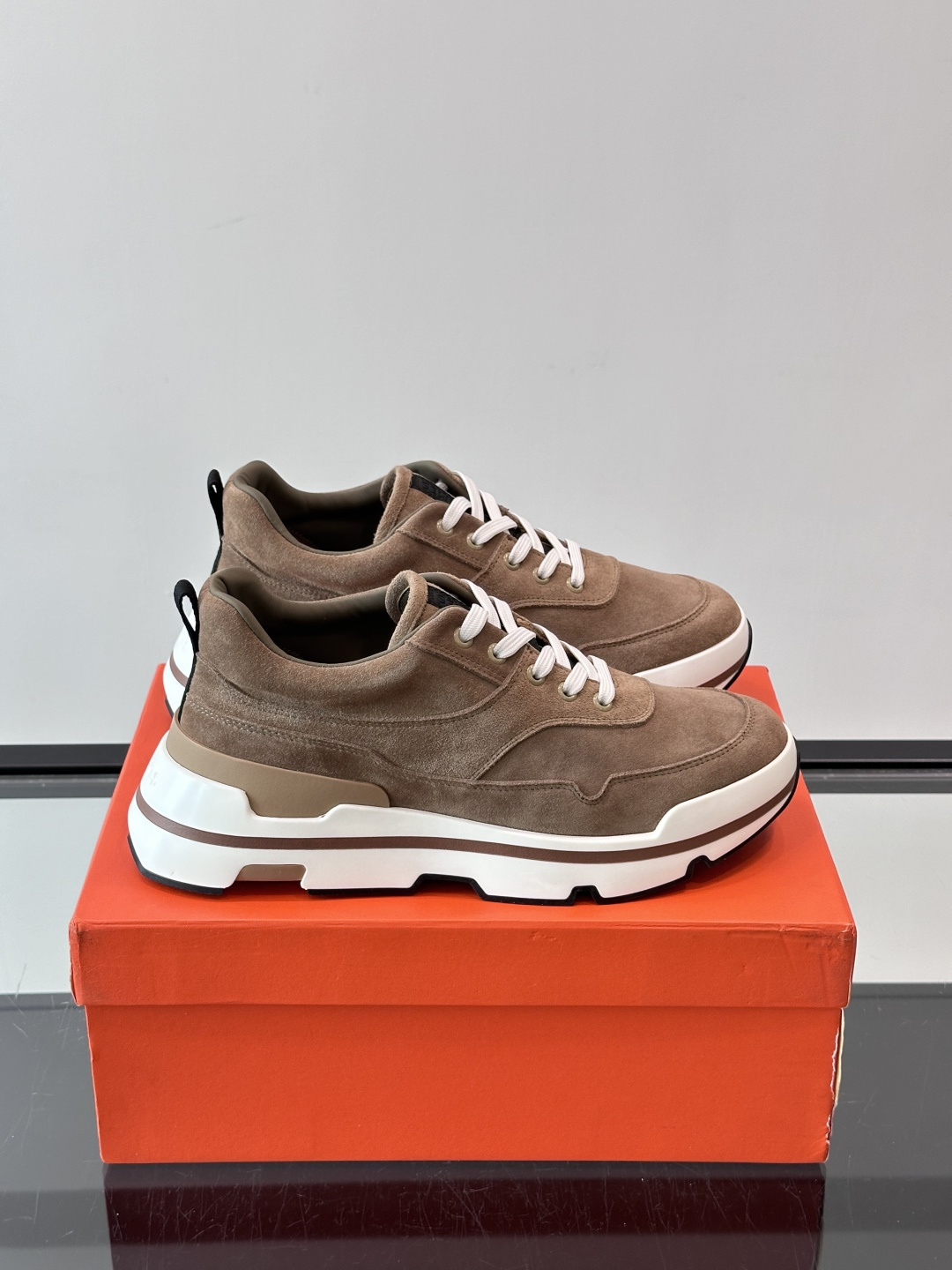 Hermes Brown Chunky Sneakers
