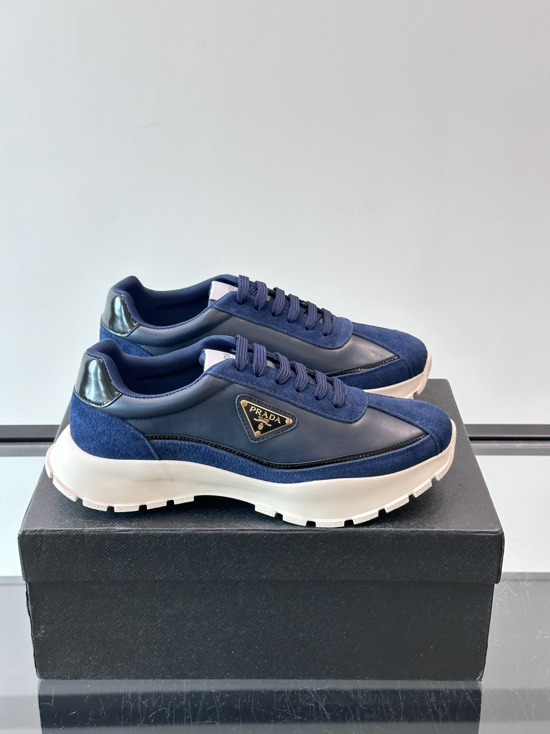 Prada Blue Logo Chunky Sneakers
