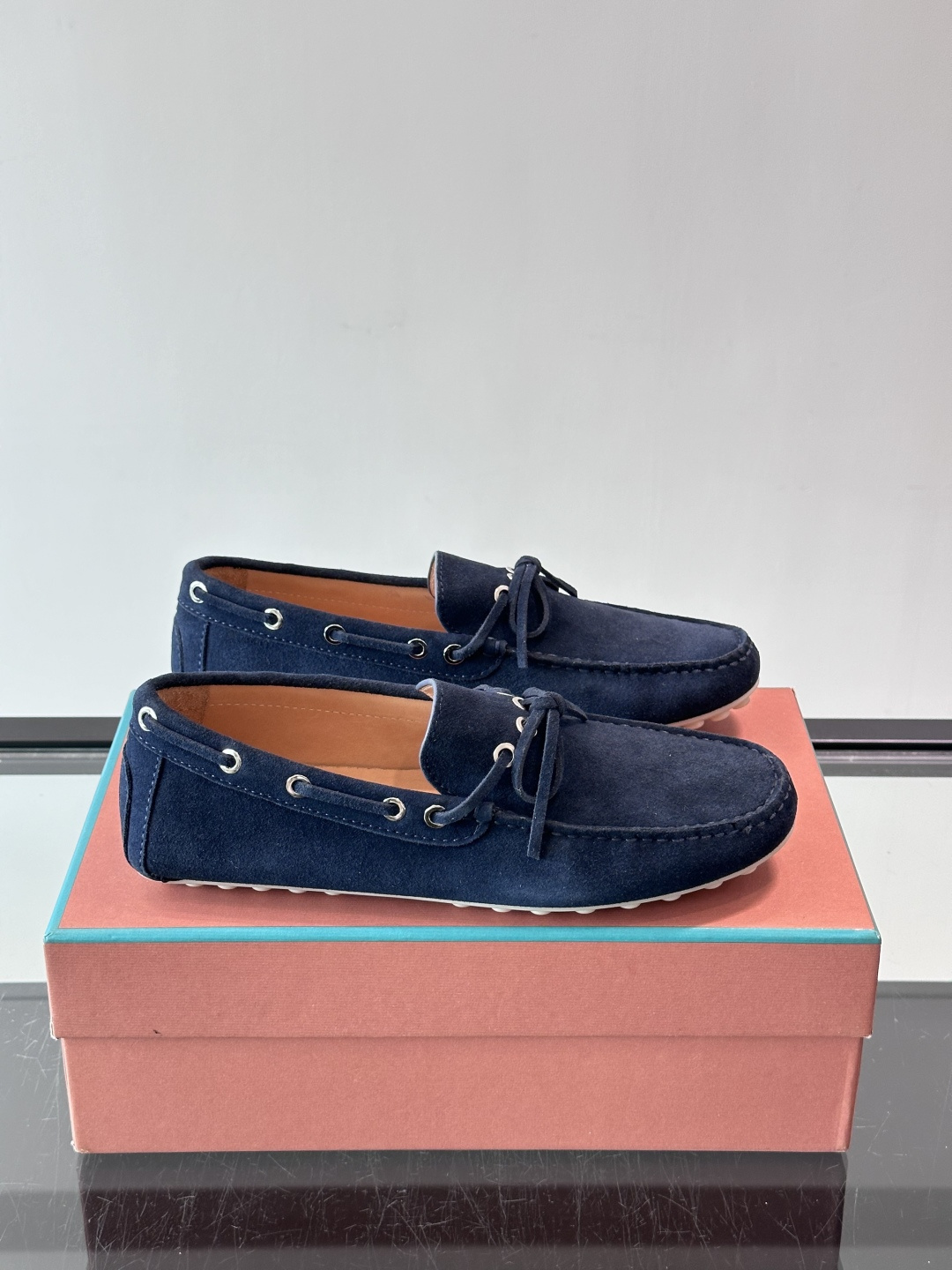 Loro Piana Navy Bow Loafers