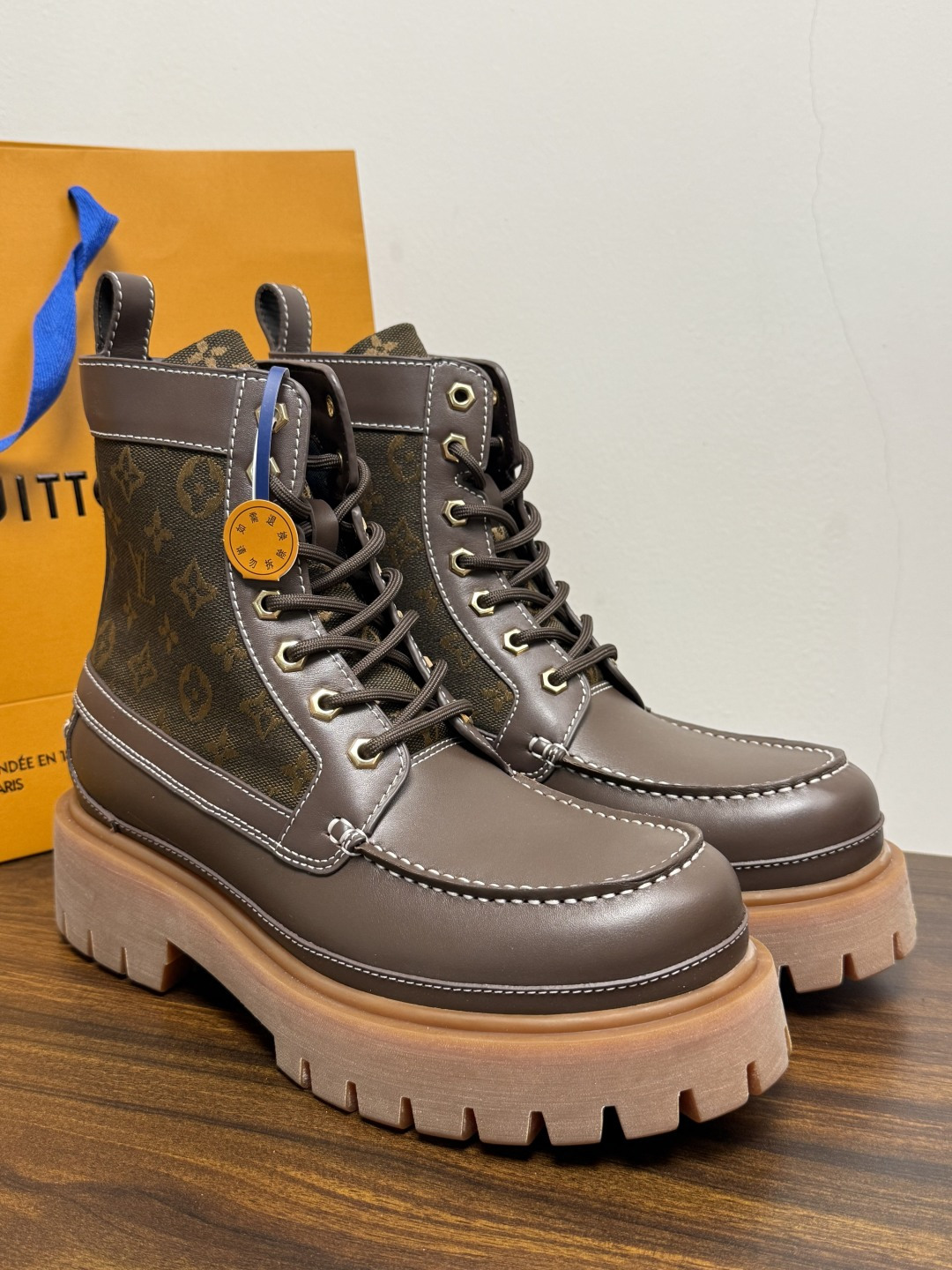 Louis Vuitton Brown Monogram Lug Sole Boots