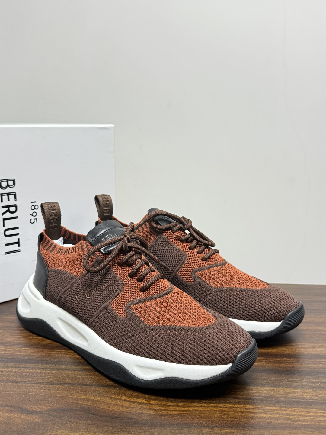 Berluti Brown Orange Paneled Sneakers