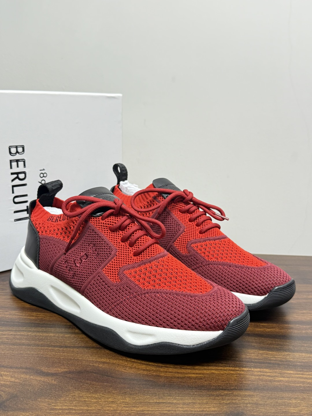 Berluti Red Paneled Sock Collar Sneakers