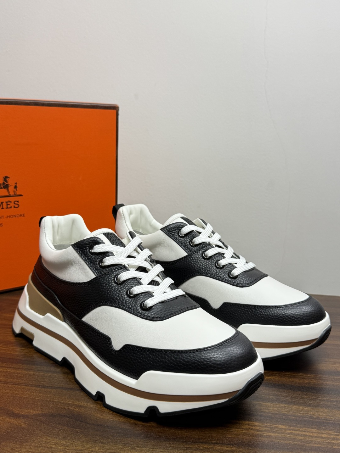 Hermes Black White Chunky Sneakers