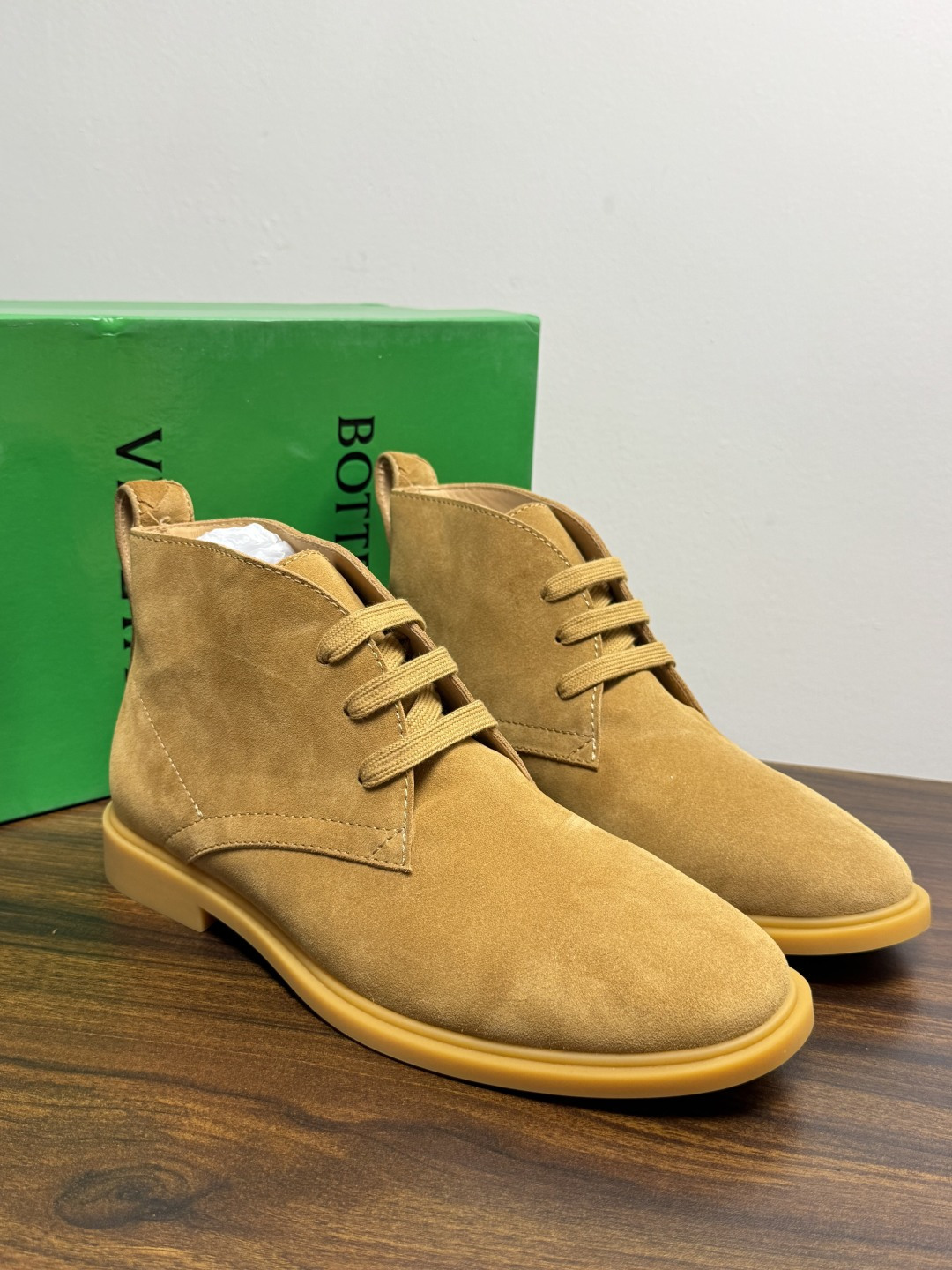 Bottega Veneta Tan Laced Ankle Boots
