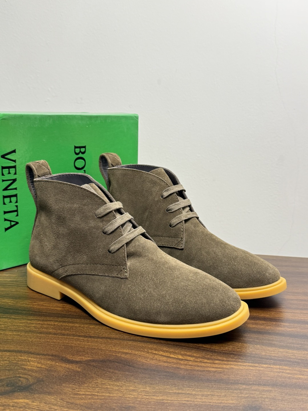 Bottega Veneta Taupe Laced Ankle Boots
