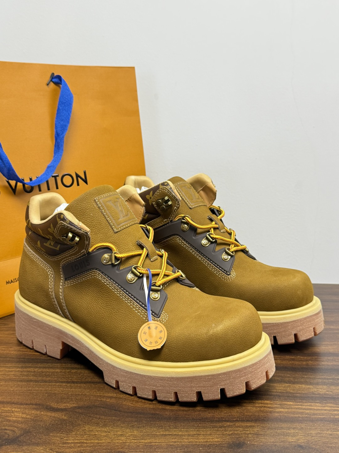 Louis Vuitton Olive Lug Sole Laced Boots