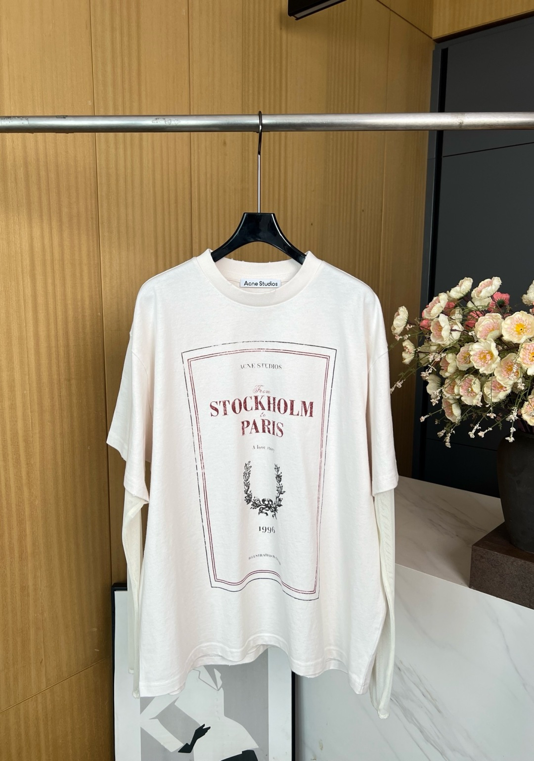 NO:434410,ACNE STUDIOS Early autumn new style retro logo printed round neck fake two-piece mesh long-sleeved T-shirt, top body slack and loose fit S M L, acne studios,dior,tees, t-shirt,alexander wang19860909ACNE STUDIOS 早秋新款 复古徽标印花圆领假两件网布长袖T恤、上身松弛度拉满、宽松版型 码数S M L,,acne studios,dior,tees，t-shirt,alexander wang,Women's clothing
