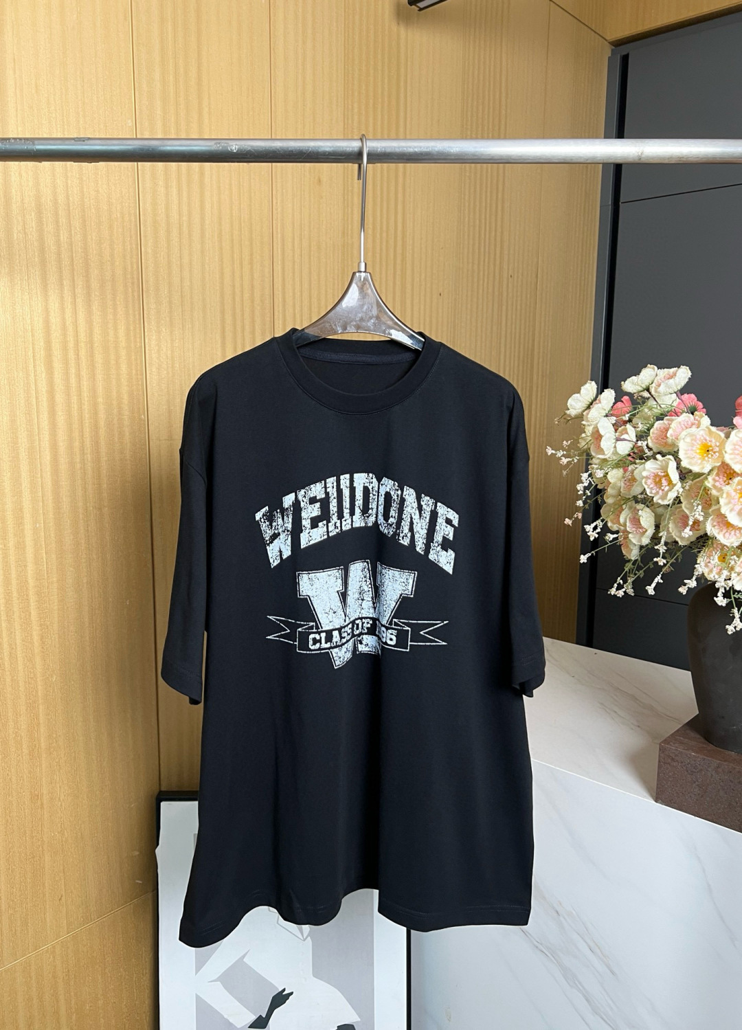 NO:454866,WE11 DONE new fuzzy letter printed short-sleeved T-shirt, high-quality fabric, loose fit, same style for men and women S M L, T-shirt,tees, t-shirt,alexander wang19860909WE11 DONE 新款 模糊字母印花短袖T恤、高克重面料、宽松版型、男女同款 码数S M L,,T-shirt,tees，t-shirt,alexander wang,Women's clothing