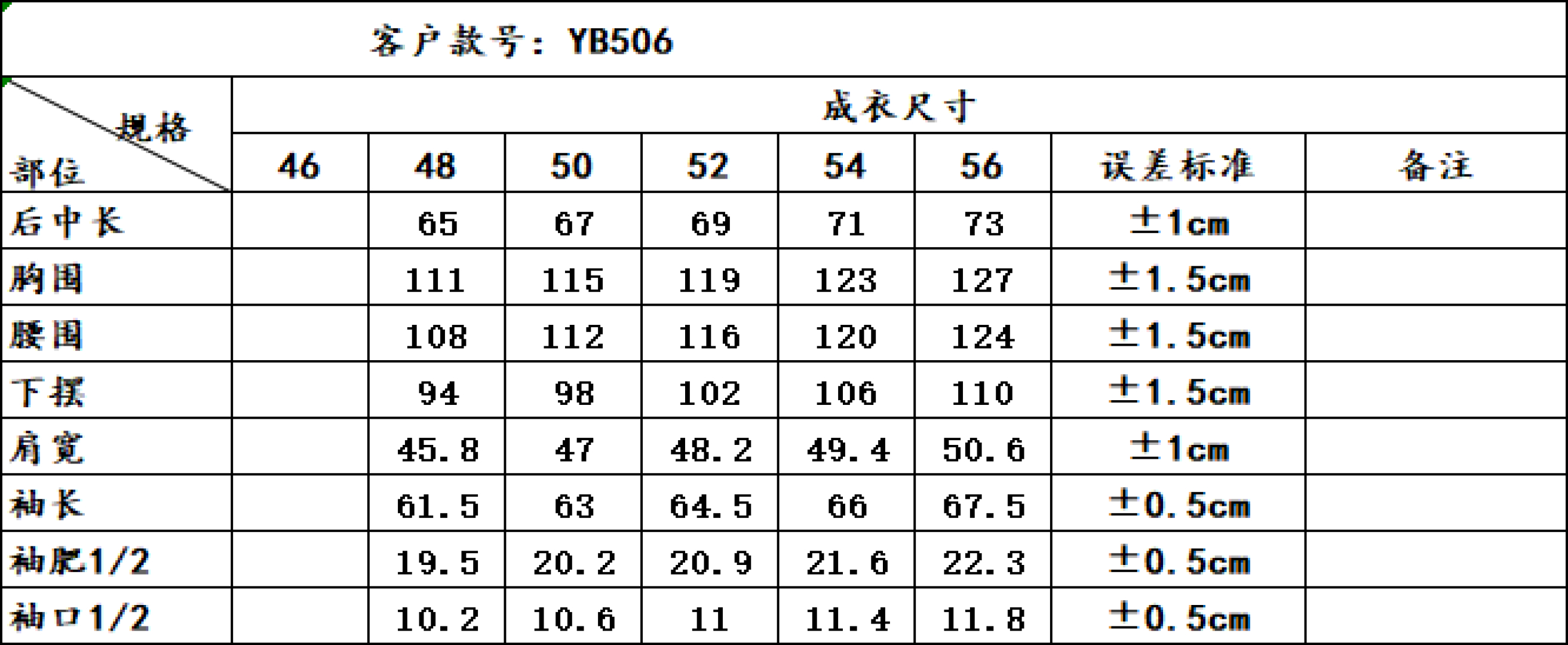  羽绒  杰尼亚针织拼接羽绒服……尺寸表
YB506