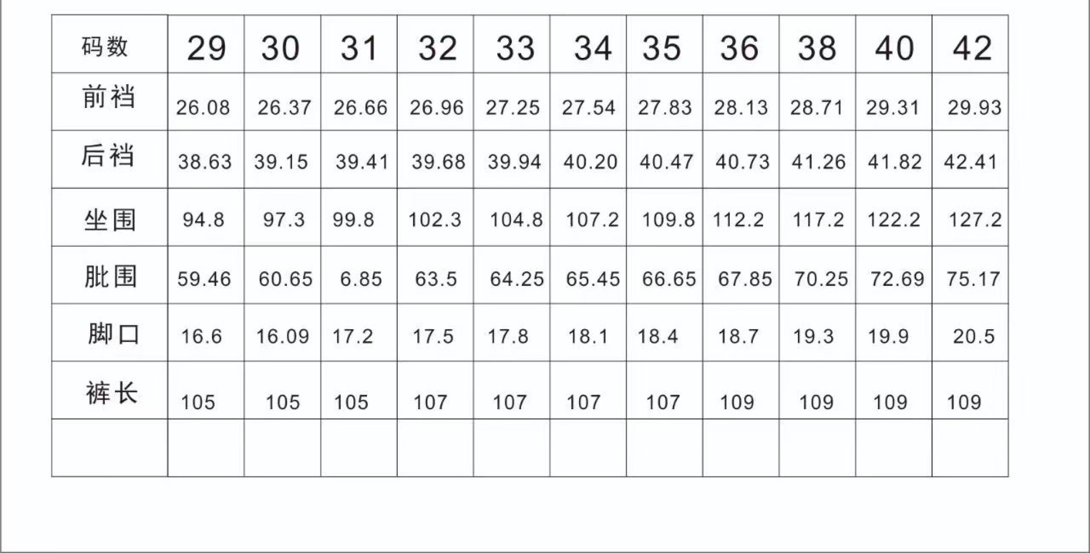 🌾BC 亚麻商务休闲裤尺寸表……