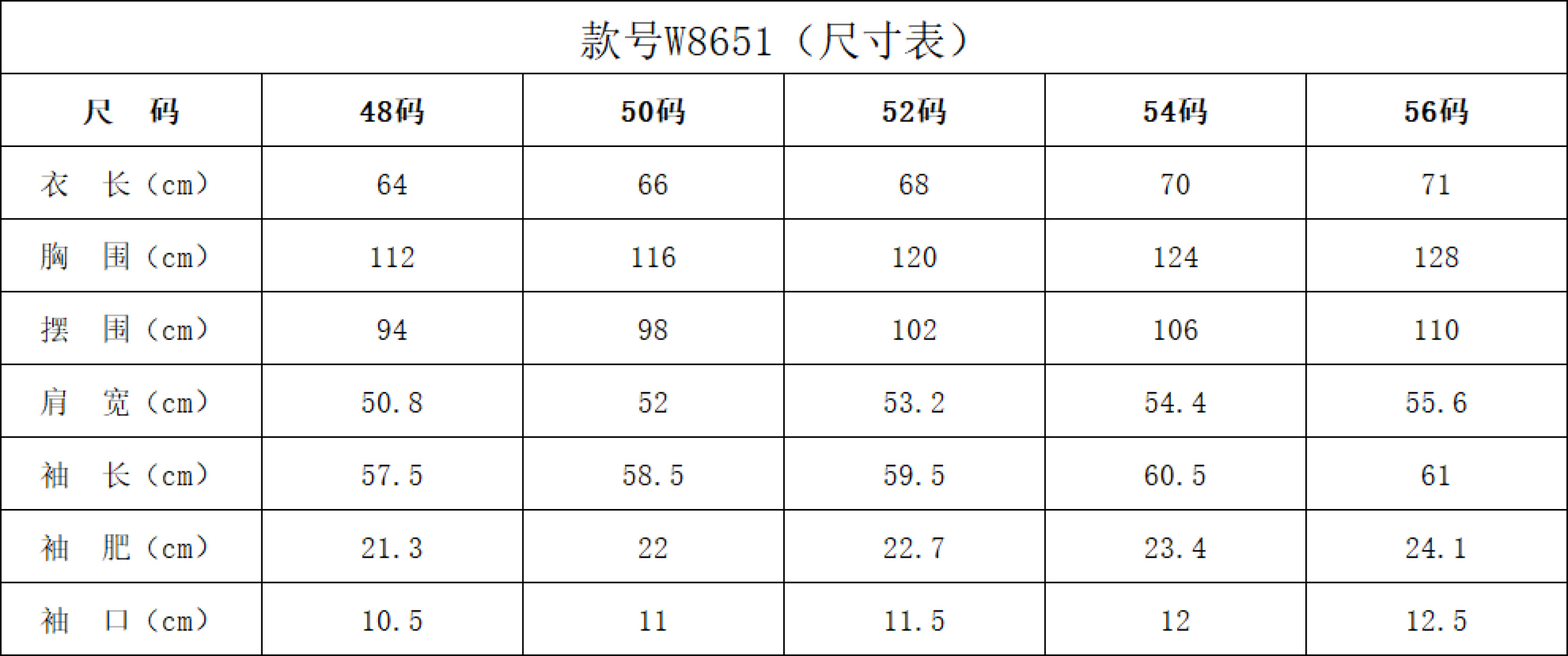 🌾lP🆕套装🔥……尺寸表……W8651